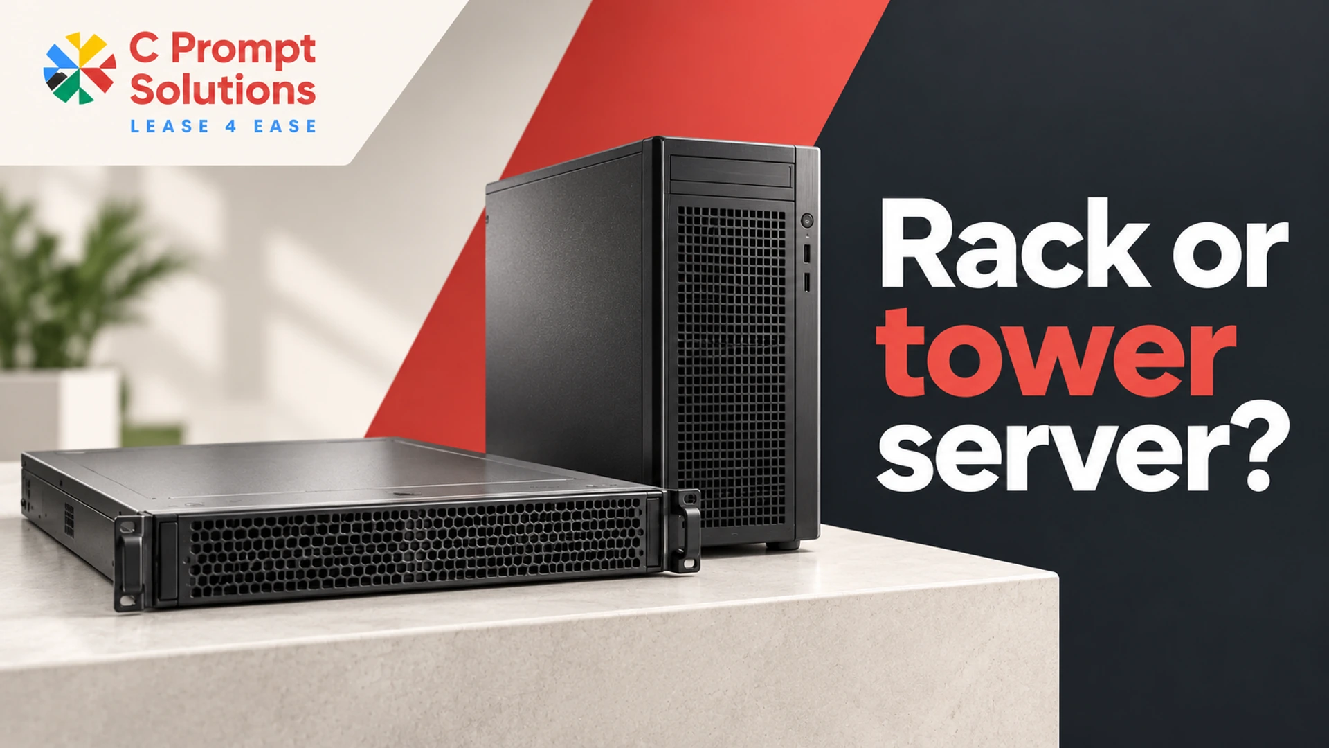 Rack-mount server chassis beside a freestanding tower server.