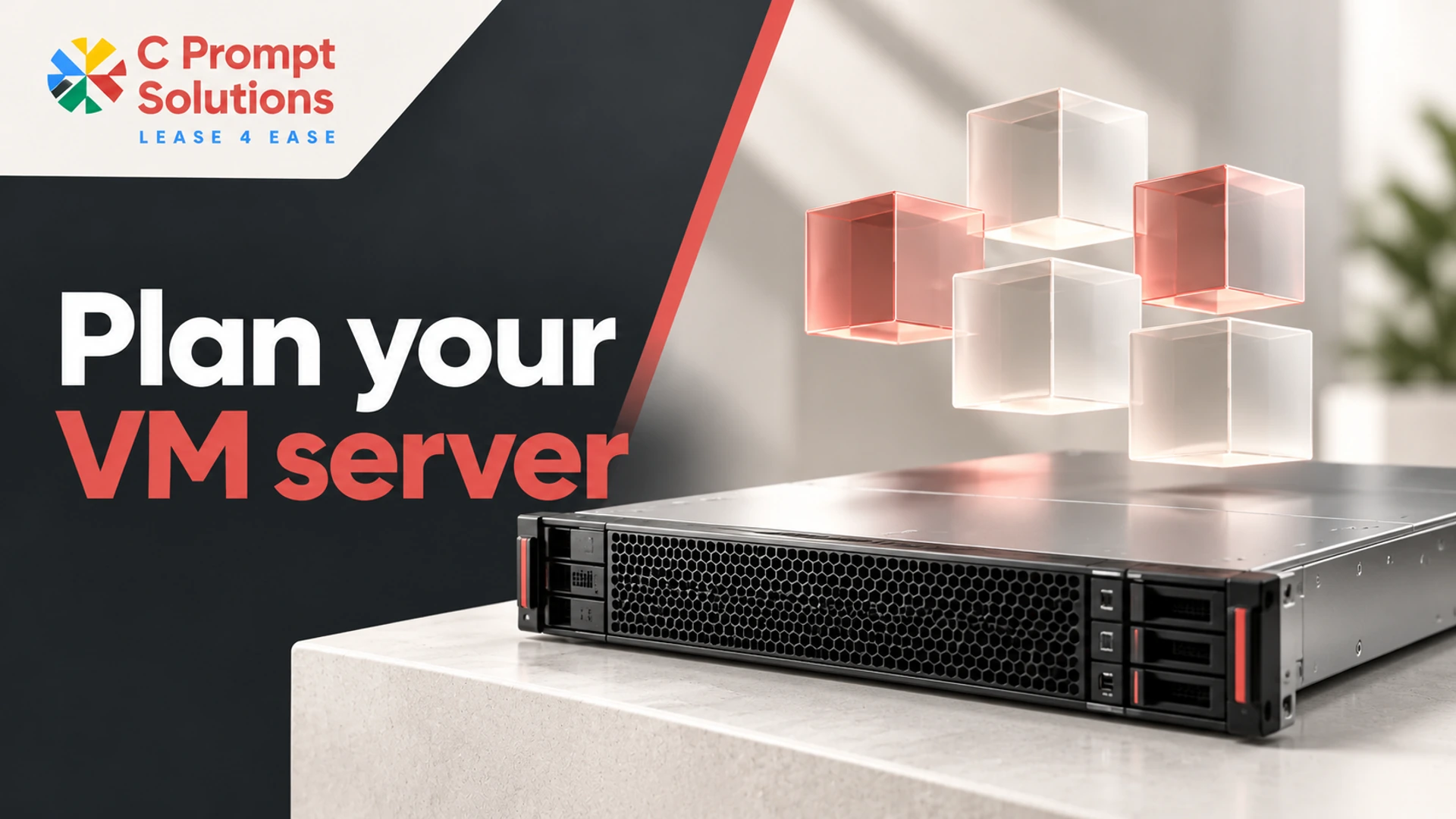 Physical server beneath abstract cubes representing virtual machine workloads.
