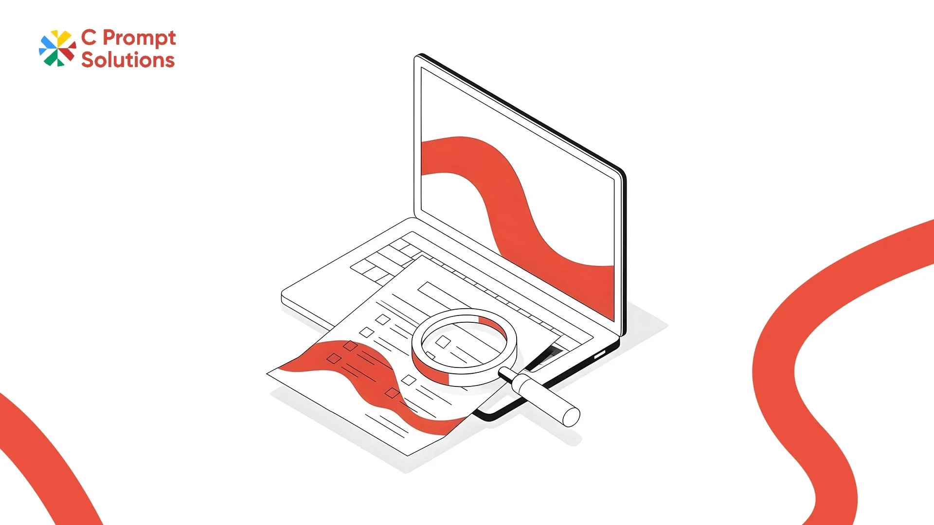 Laptop with a rental agreement checklist and magnifying glass