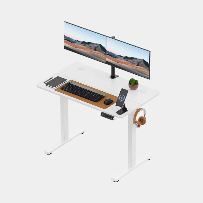 Dual-monitor desk, i5 + 2×24"